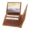 American Bison Tooled Side Bifold Wallet with ConchosOil Pull Up Classic Western Craftsmanship & RFID Protection (Buffalo Nikle, Tan)
