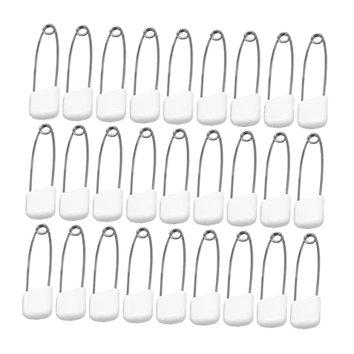 ARTIBETTER 100pcs White Locking Diaper Safety Pins Large Plastic Head Pins for Reusable Diapers Toddlers Girls