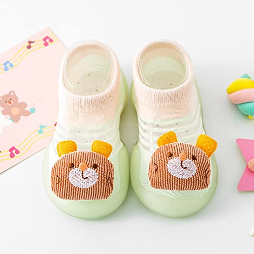 Baby Boy Girl Walking Sock Soft Rubber Sole Floor Slipper Summer Breathable Elastic Sock Shoes First Walking (Mint Green, 12-18 Months)2