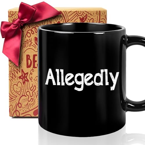 Unique Allegedly Mug Gift for Lawyer Man Women, Funny Graduation Mugs Gifts For Law Student Attorney Family Friends, Lawyers Appreciation, Birthday, Christmas, Black Coffee mug gift ideas-64