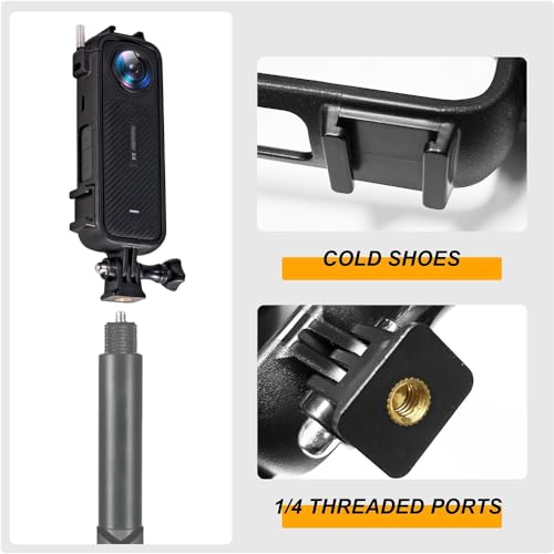 Image of Action Pro Protective Frame Skeleton Case Camera Mount with 1 /4 Thread Adapter Compatible with Insta360 X4 Action Camera (Black)