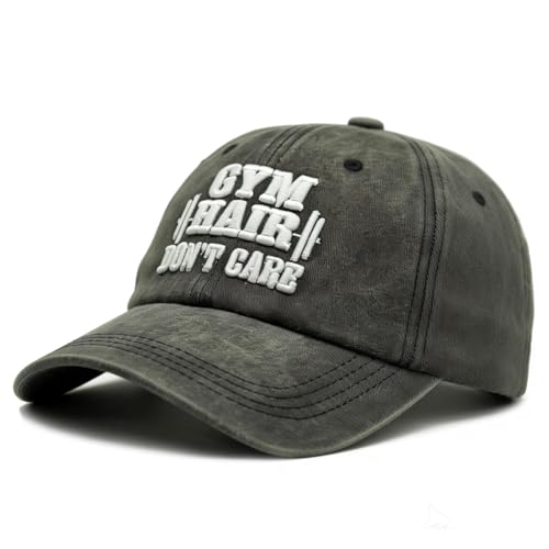 Jumsky Fitness Accessories,Workout Gifts, Gym Hair Don't Care Hat Adjustable Denim Baseball Caps Snapback Black