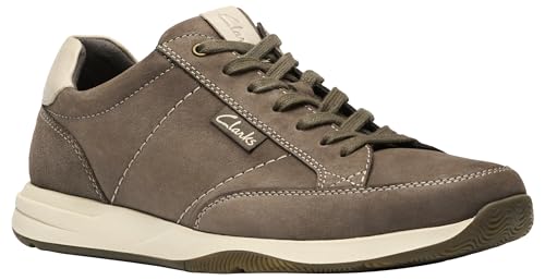 Clarks Para Homem. 26184548 Townview Lace Leather Sneakers Castanho (42), Couro, Marrom, Plano, Nubuck, CordãO, Casual - 4