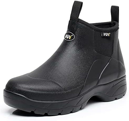 WTW Unisex Waterproof Insulated Rubber Boots - Slip On Ankle Rain Boots Garden Shoes for Men and Women Outdoor Work