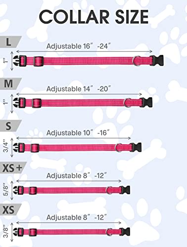 FunTags Reflective Dog Collar, Sturdy Nylon Collars for Medium Girl and Boy Dogs, Adjustable Dog Collar with Quick Release Buckle, Pink - Thumbnail 5