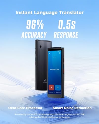 Language Translator Device, Two-Way Instant Voice Translator for 108 Languages, Real-Time Translation Device with Online Offline Translation, Portable Traductor for Travel, Business