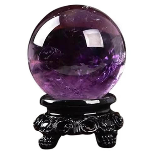 Amethyst Quartz Stone Sphere, Crystal Ball with Stand,Purple Ornaments Home Decoration Crafts,5cm/1.96in