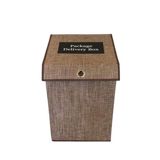 Package Delivery Box - Parcel Delivery Box for Outside Porch - Keeps Delivery Packages Safe from Bad Weather & Porch Pirates - Durable Weather Resistant Outdoor Fabric - (Brown)
