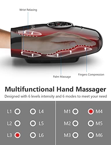 Renpho Hand Massager With Heat, Electric Hand Machine Massager For Arthritis And Carpal Tunnel, 6 Levels Of Compression Massage And Intensity For Wrist, Palm, Numbness, Finger Pain Soreness Relief #TOP3
