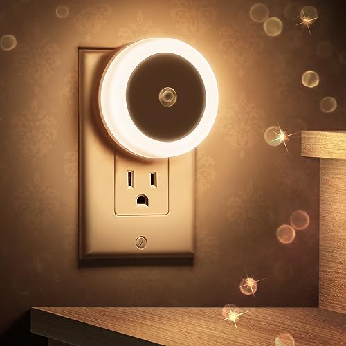 Image of Night Light, Plug into Wall [4Pack] with Light Sensors, LED Light for Kids Room, Baby, Bathroom, Stair, Hallway, Warm White