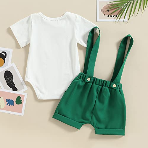 Baby Boy 1St Birthday Outfit Wild One Animal Print Bowtie Romper Suspender Shorts Cake Smash Clothes (Ink Green, 6-12 Months) #TOP2