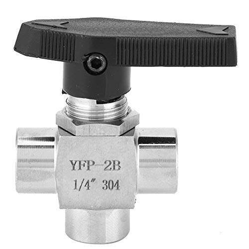 3 Way Ball Valve, Stainless Steel Ball Valve, BSPP Female Thread, Air Tube Hand Valve for Water Pipe Flow Control(BSPP1/4")