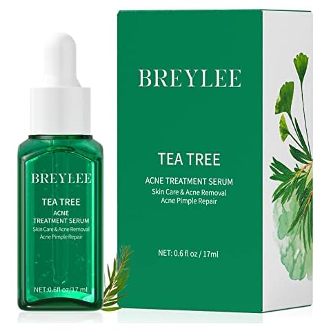 Tea Tree Oil Acne Serum, BREYLEE 2.0 Treatment Acne Prone Sensitive Skin Care Face Serum to Cystic Acne Scars, Redness Relief, Pimples Dark Spots Remove, Niacinamide Facial Moisturizer,17ml/0.6fl oz Cover