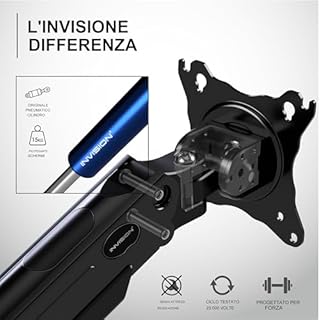 Invision Supporto Braccio Monitor per Schermi 24-40 pollici Morsetto Tavolo Ergonomico Regolabile in Altezza VESA 75-100mm 2-15kg (MX450)