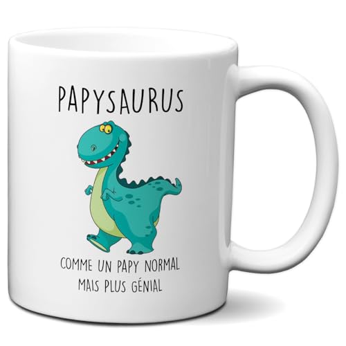 L'Esprit Des Anges Tasse Mug Cadeau Papy Dinosaure- Papysaurus- Original Drole Amusant Rigolo Anniversaire Homme