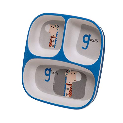 Prato Fundo Girafa Letras Eco Girotondo Baby, Girotondo Baby, Azul, Cinza, Preto, laranja