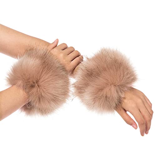 URFEDA Calentadores de pulso de piel, puños de muñeca, calentadores de piel sintética, calentadores de brazos, piel sintética, calentadores para mujeres