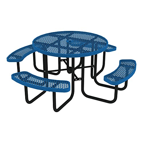 Norwood Commercial Furniture Open Air Series Heavy Duty Portable Round Outdoor Picnic Table With Surface Mount,46-Inch, Blue #TOP10