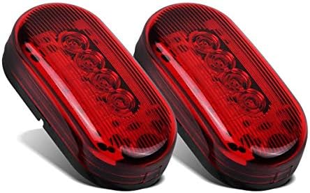 Partsam 2Pcs 4Inch Rectangular Led Side Marker Clearance Lights Red 10 Diodes RV Trailer Truck Camper Waterproof Surface 2x4 Rectangle Led Marker Lights Sealed Indicators Identification Lights
