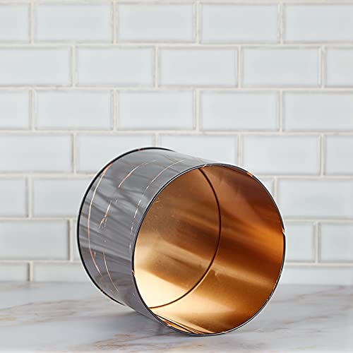 Black Utensil Holder For Countertop Farmhouse Kitchen Organizer, 6.5″ Extra Large Cooking Utensil Crock Modern Home Décor, Big Vintage Spatula Holder, Rustic New Apartment Essentials Tin #TOP3