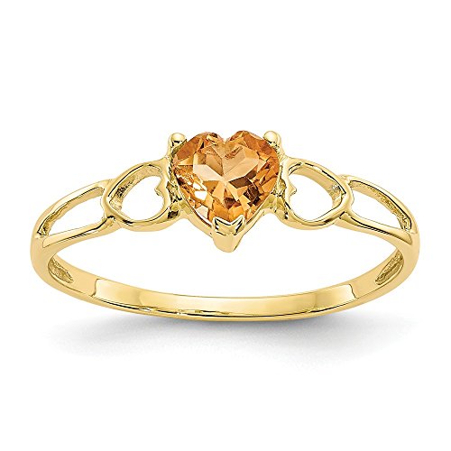 Solid 10K Yellow Gold Genuine Citrine Yellow November Gemstone Birthstone Engagement Ring Size 5 #TOP21