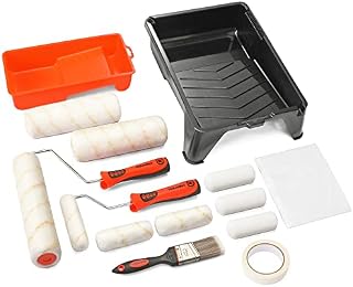 ValueMax Paint Roller Kit, 16 Piece Wall Painting Set Including Paint Rollers with Frame, 2 Painting Trays, Masking Tape, Paint Brush, Paint Drop Cloth, for Painting Walls and Cellings