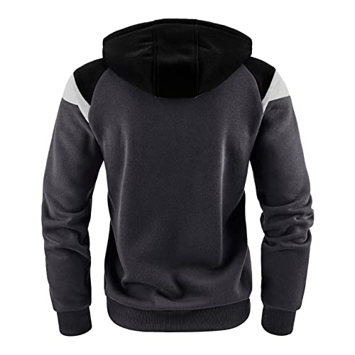 YHEGHT Moletom masculino outono inverno moda casual patchwork contraste design nervurado zíper mascu