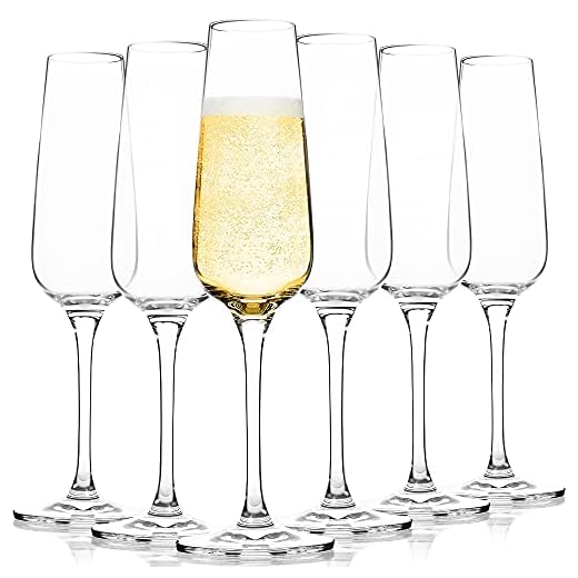 FAWLES Sektgläser Set 6 teilig, 207 ML Champagner Gläser, Kristallgläser, spülmaschinenfest
