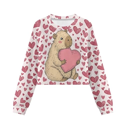 Girls Sweatshirts Long Sleeve Pullover Sweatshirt Crop Tops Casual Crewneck Tee Shirt Fall Clothes Size 5-144