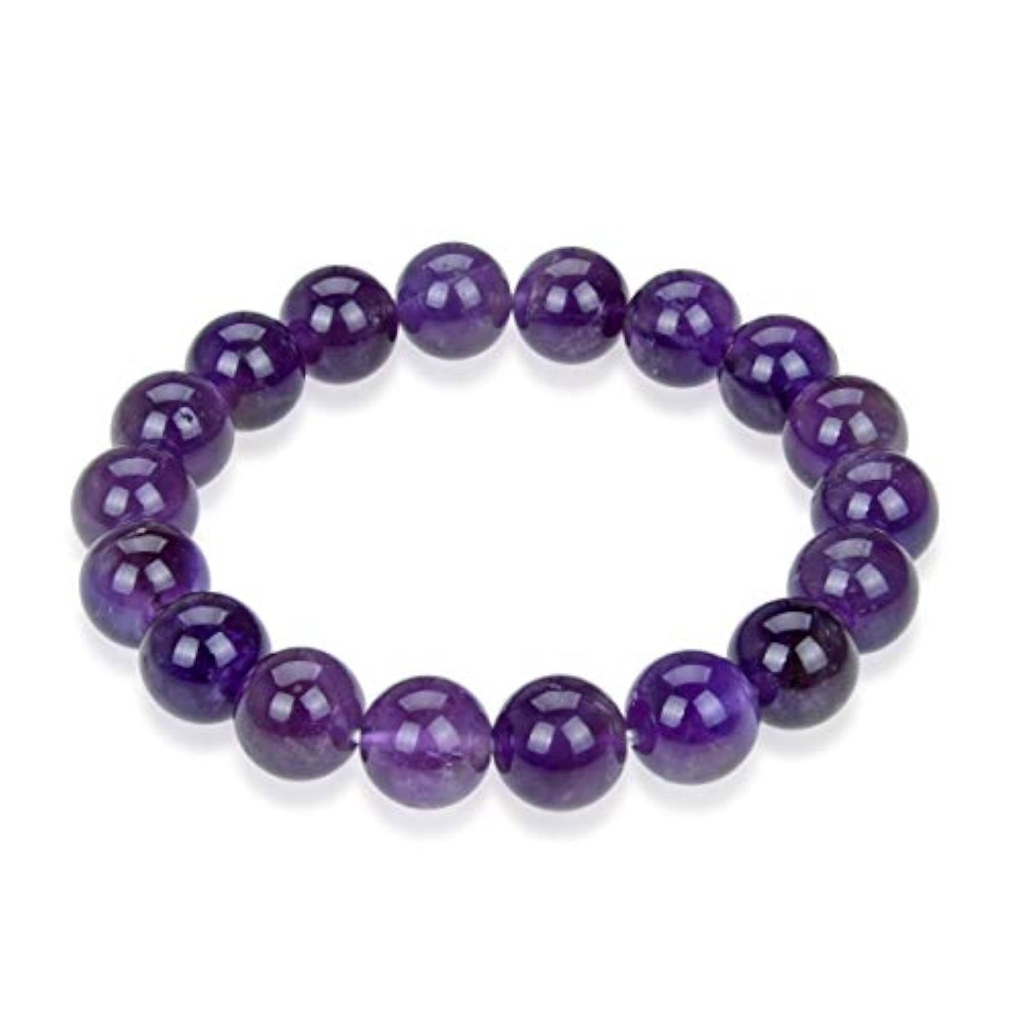 Natural Amethyst Gemstone Stretch Bracelet, Unisex Healing