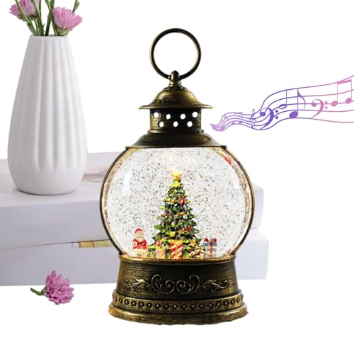 Globo de nieve musical navideño para decorar el salón con luces y música cálida 2