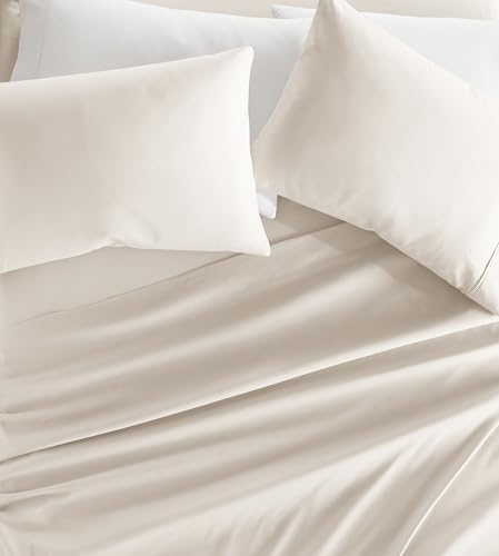 Linen Market Double-Brushed Microfiber Queen Sheet Set 4 Piece Oeko-TEX Certified Ultra Soft & Wrinkle-Free - 16 Deep Pocket Sheets - Easy Care Queen Size - Ivory
