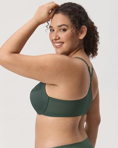 Image of DELIMIRA Women's Front Closure Racerback Bras | Plus Size, Full Coverage, Lace, Underwire, No Padding Unlined