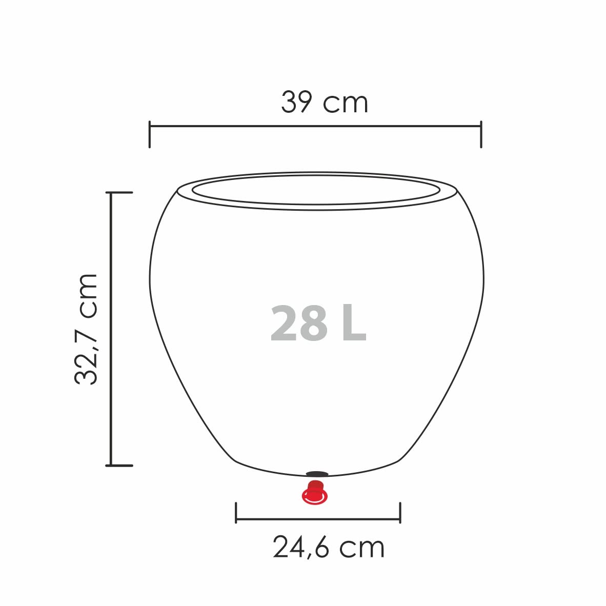 scheurich Pot de Fleurs en Granit Noir, Ø 40 cm, Hauteur 33 cm