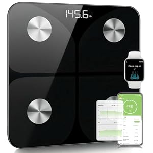 Foryond Balance Connectée Balance Pèse Personne, Pèse Personne Impédancemètre, la masse graisseuse, l’eau, la masse musculaire, l’IMC et le MB (métabolisme de base), Pour IOS et Android