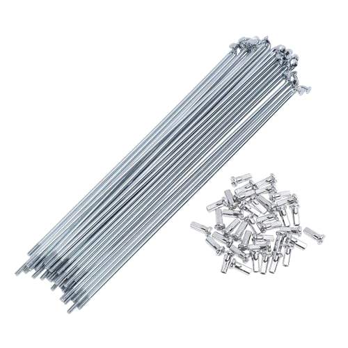 A ABSOPRO 38 Set 12G Bicycle Spokes 200mm Bike Wheel Spokes Carbon Steel Galvanized Silver Tone