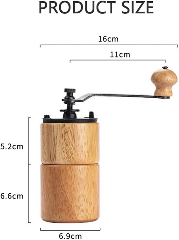 Mini Portable Wood Manual Coffee Bean Grinder Travelling Adjustable Burr Mill for Drip(D)