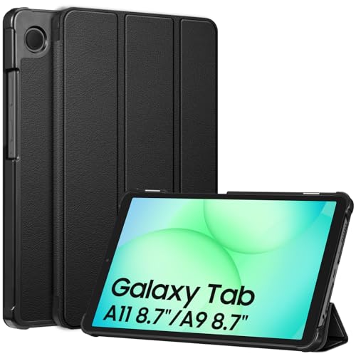 Fintie Hülle für Samsung Galaxy Tab A11/Tab A9 8,7 Zoll 2025/2023 - Schlank Kunstleder Tablet Schutzhülle mit Standfunktion, Schwarz