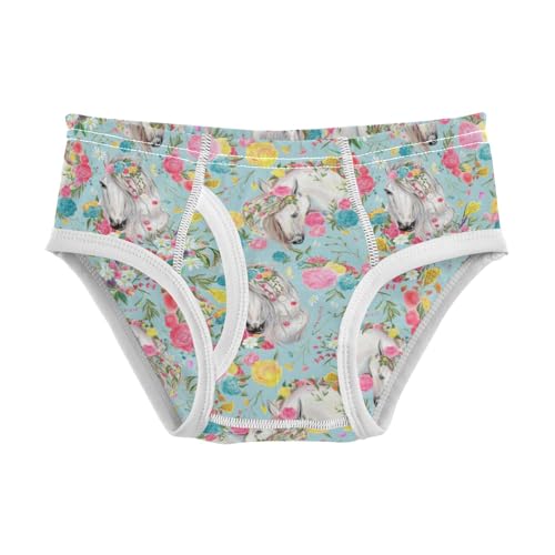 Boys' Exclusive Briefs Toddler Underwear 95% Combed Cotton Boxerbriefs 2T Floral Unicorn Pattern 9