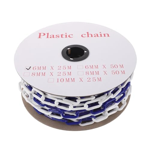 Mipcase Cadena Barrera de Seguridad de Plástico 6 Mm, 25 Metros, Eslabones Azul, Barrera Portátil para Control de Multitudes y Señalización en Estacionamientos y Áreas Públicas