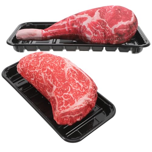UPKOCH - Juego de 2 filetes falsos realistas de carne artificial, presentación de carne, simulada, adorno alimentario realista, para decoración interior, accesorios fotográficos y exposición, con 2