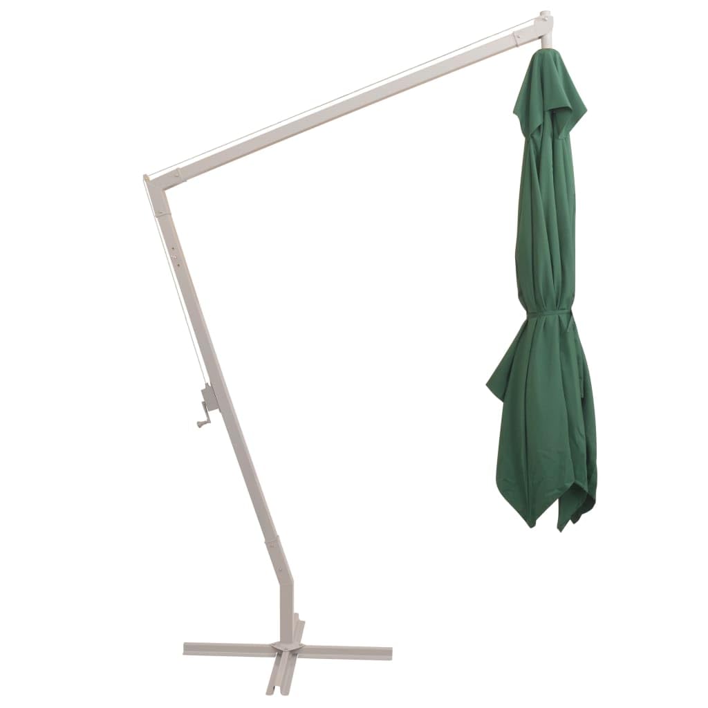 Parasol przeciwsłoneczny 300 x 300 cm, zielony, odporny na promieniowanie UV, aluminiowy maszt z mechanizmem korbowym, wolna przestrzeń na taras, do ogrodu, ochrona przed słońcem