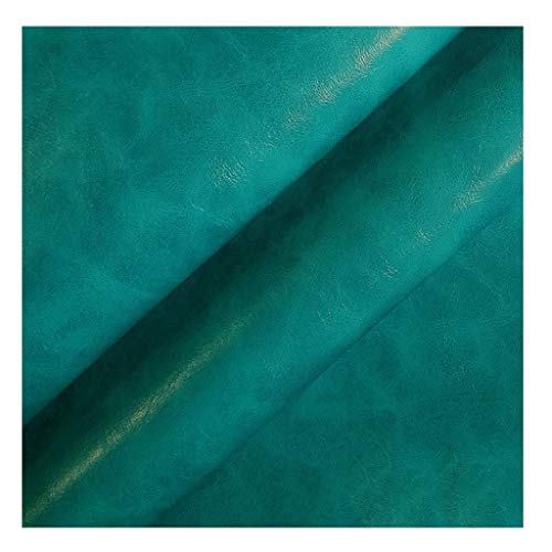 Polipiel PU Aceite Cera Lámina De Tela De Cuero Piel Sintética 1.6x1M Cuero De Imitación Impermeable 0.7mm De Espesor Para Decoración De Bricolaje Bolsos Sofás Zapatos(Peacock blue,1.6X4m)