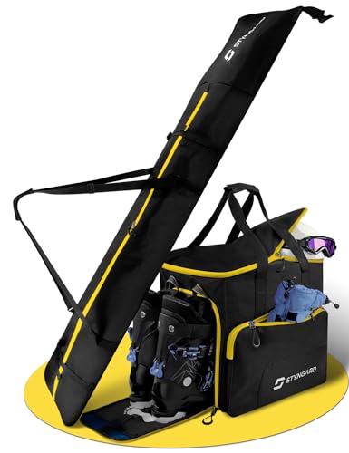 🎿 ADATTO A TUTTI GLI SCI - La nostra robusta borsa da sci è adatta a sci fino a 200 cm grazie al suo sistema “Rolltop”. Grazie alle cinghie di fissaggio, ogni sci può essere trasportato in modo sicuro e poco ingombrante