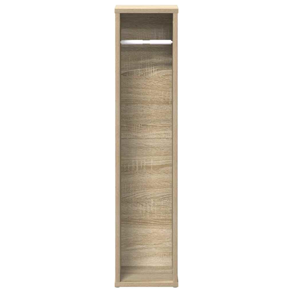 Armoire de salle de bain avec porte-rouleau en chêne Sonoma - Espace de rangement - 20,5 x 20 x 90 cm - Meuble de salle de bain avec porte-rouleau pour WC et invités