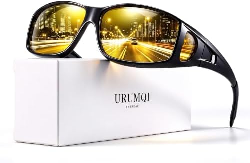 URUMQI Night Vision Driving Glasses Fit Over Eyeglasses for Men W...