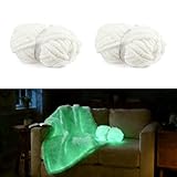 2 Pack Glow in The Dark Chunky Yarn for Hand Knitting,Jumbo Big Thick Chenille Yarns for Crocheting, Bulky Fluffy Blanket Yarn for DIY,54 yds 16 oz(Glow in the Dark Green)