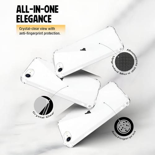 Image of Fashionury 3D Raised Transparent Crystal Clear Back Cover for iPhone 16e | Shockproof Design | Anti-Slip Grip | Camera Protection | 360 Degree Protection Mobile Case