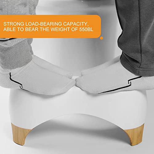 Toilet Stool,Gligam Poop Stool For Bathroom,Bearing 550 Lbs Weight,Toilet Step Stool, Potty Stool For Adults And Kids,Non-Slip Simple Design,7" Tall (White/Bamboo) #TOP3