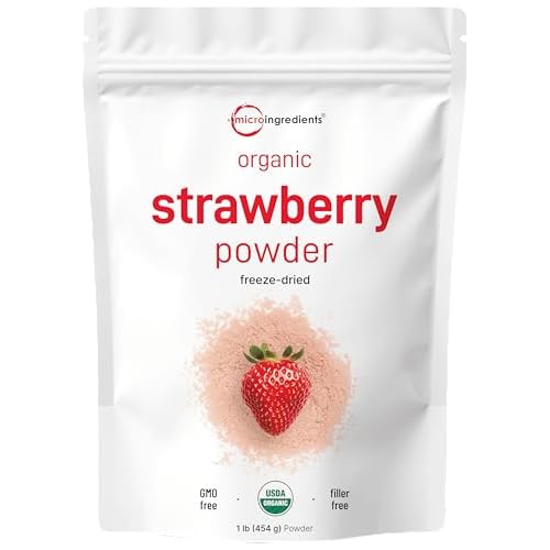 Organic Strawberry Powder, 1 Lb | 100% Natural Fruit Powder | Freeze-Dried Strawberries Source | No Sugar & Additives | Great Flavor for Drinks, Smoot